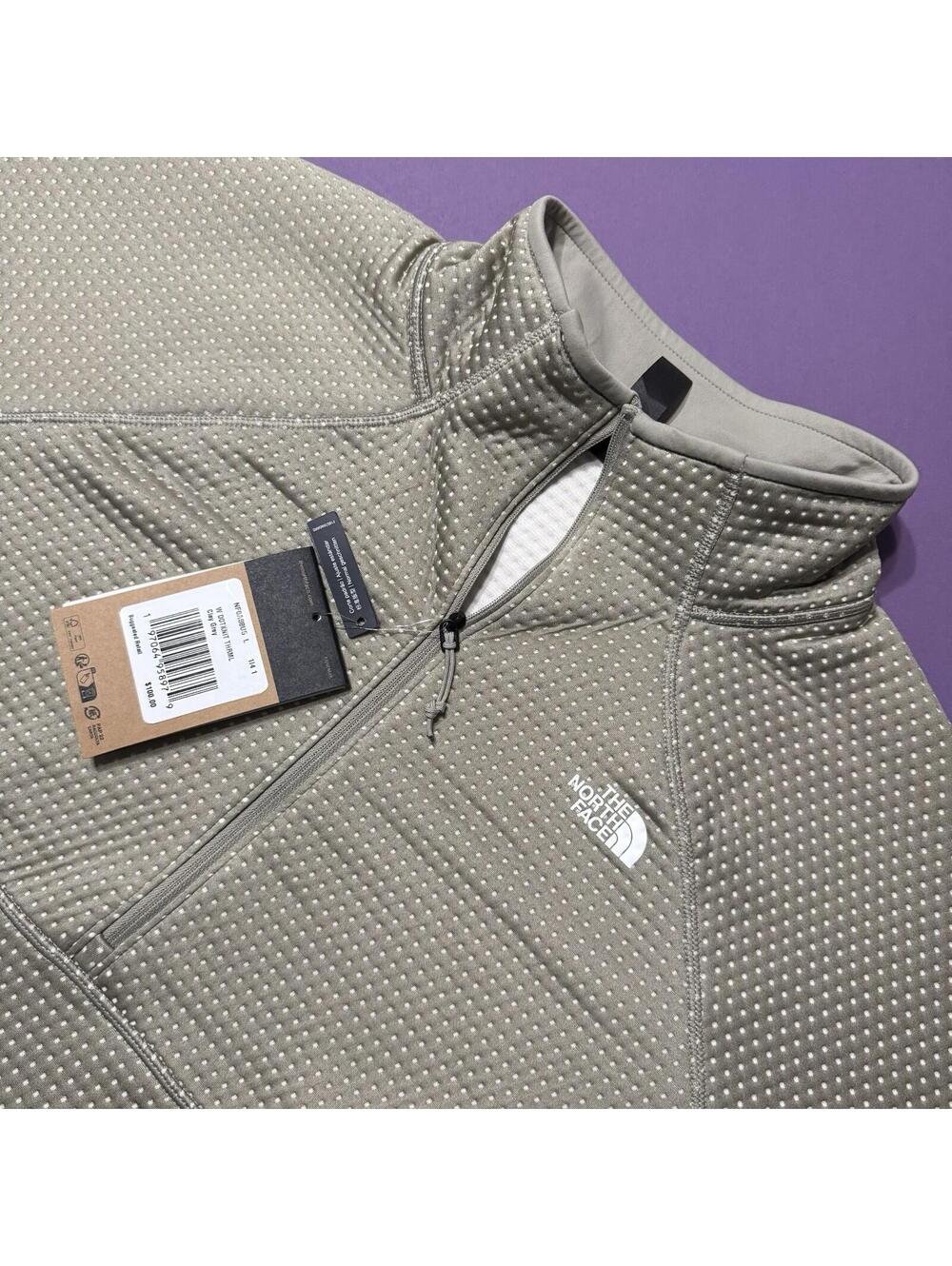 The North Face Dotknit Thermal 1/4 Zip Top Jacket Clay Grey Women’s Size Large